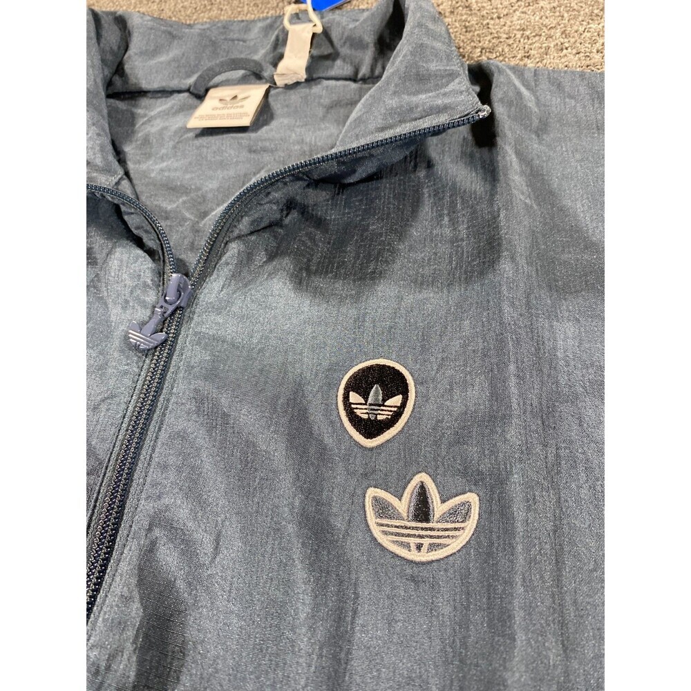 Adidas Jacket Womens Small S Blue Full Zip Oversized Windbreaker Track FU3777 - Picture 8 of 12